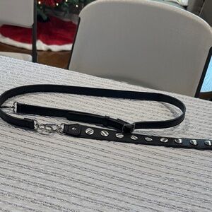 Faux leather Black Leather Studded Belt or bag strap